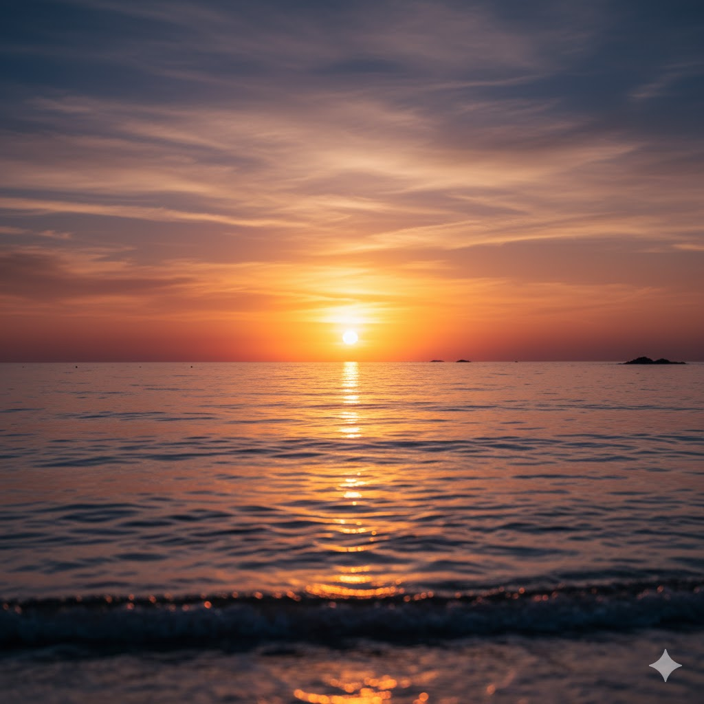 A beautiful sunset over the ocean, symbolizing the 9 angel number meaning of endings and completion