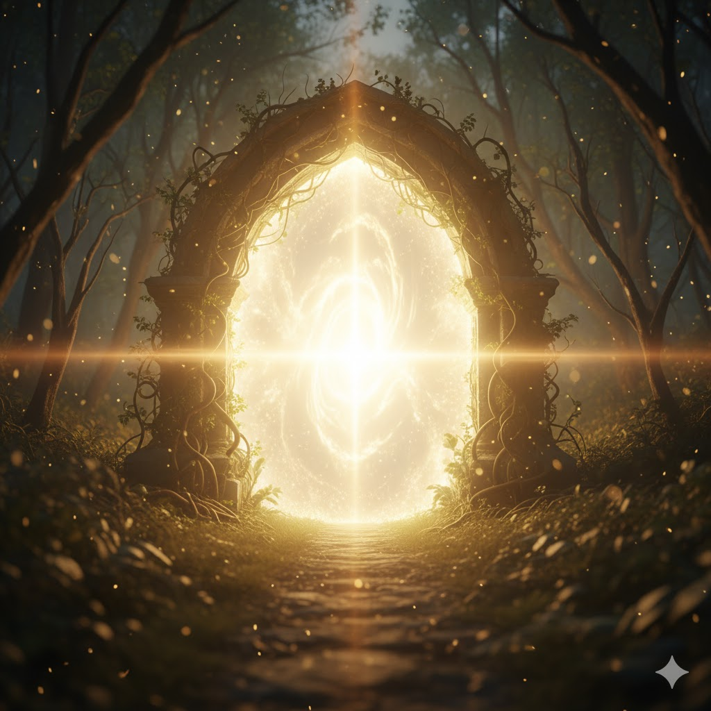 A glowing portal representing the 111 angel number meaning of a new gateway opening.