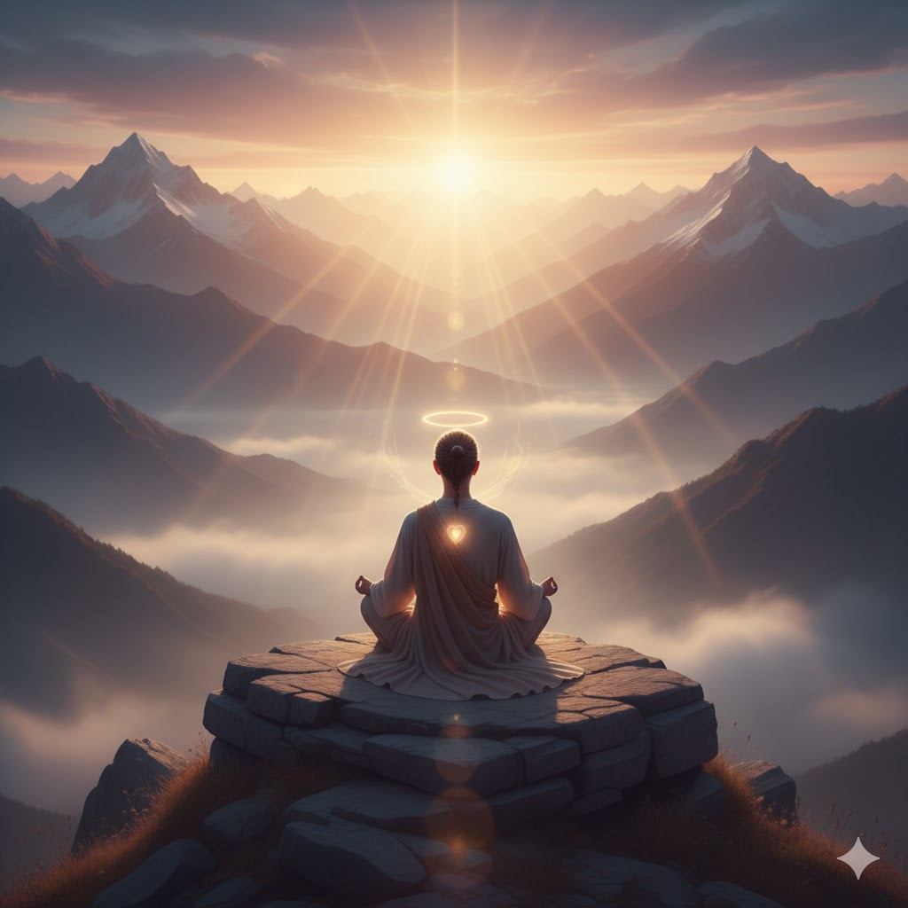 A person in deep meditation, symbolizing the 7 angel number meaning of intuition and spiritual awakening.